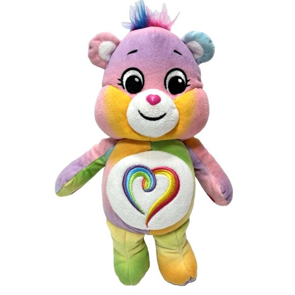 10" Rainbow Heart Care Bear Plush Stuffy Stuffed Bear, Colourful Heart Love, GUC - Picture 1 of 8